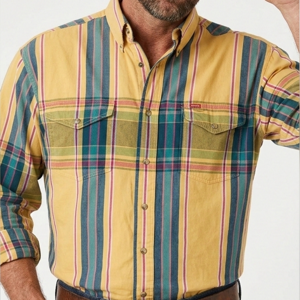 Wrangler VTG Brushpopper Striped Medium Western Shirt Western Core Cowboy Rodeo